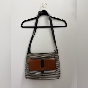 Fossil Black and Brown Striped Crossbody Bag